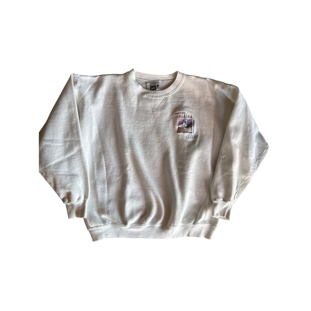 Vintage Lee USA Made White Princess Alaska Adventure Tours L Crewneck